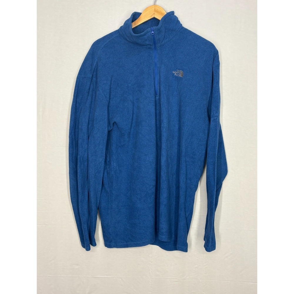 The North Face 1/4‎ Zip Fleece Pullover Jacket Mens Blue Embroidered Logo 2XL